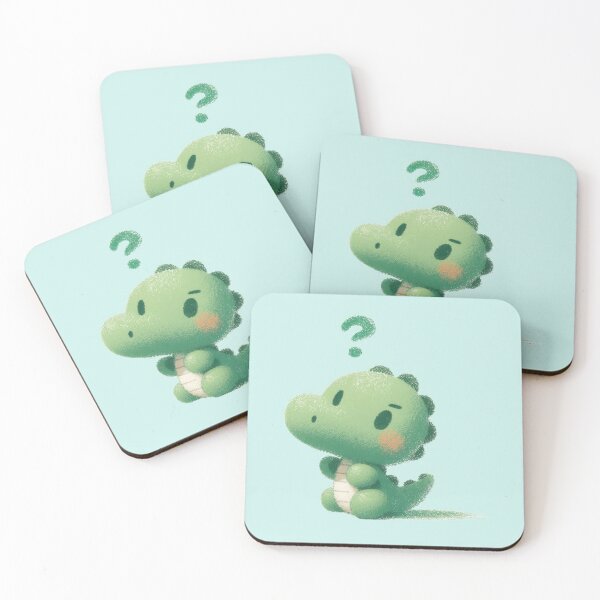 Item preview, a cute childlike dinosaur with question expression on white background designed and sold by ideandesign.