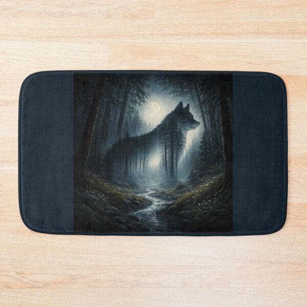 Item preview, Wolf Silhouette in Moonlit Forest – Mystical Woodland Art designed and sold by GeoWild Designs.