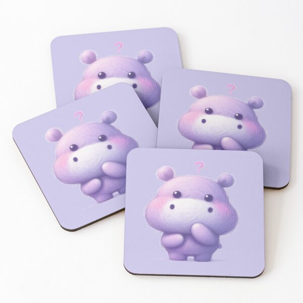 Item preview, a cute childlike hippo with question expression on white background designed and sold by ideandesign.