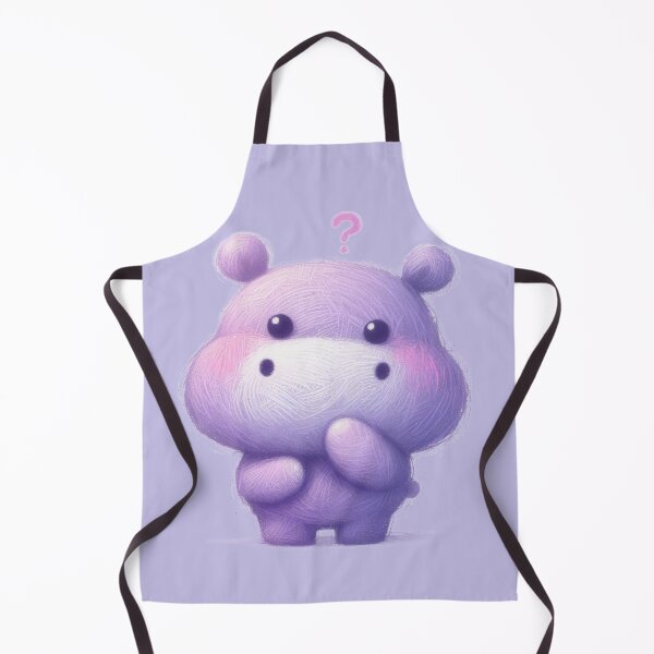 Item preview, a cute childlike hippo with question expression on white background designed and sold by ideandesign.