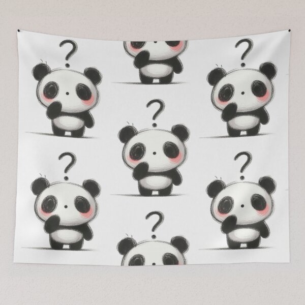 Item preview, a cute childlike panda with question expression on white background designed and sold by ideandesign.
