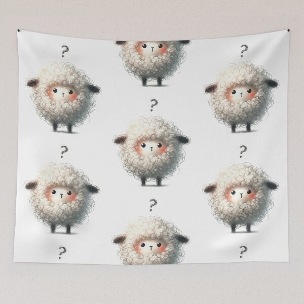 Item preview, a cute childlike sheep with question expression on white background designed and sold by ideandesign.