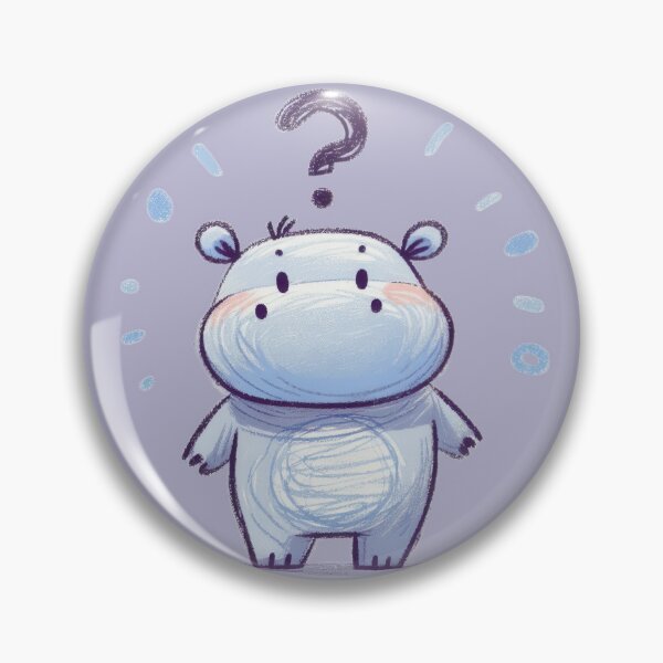 Item preview, a cute childlike hippo with question expression on white background designed and sold by ideandesign.
