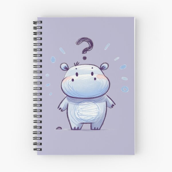 Item preview, a cute childlike hippo with question expression on white background designed and sold by ideandesign.