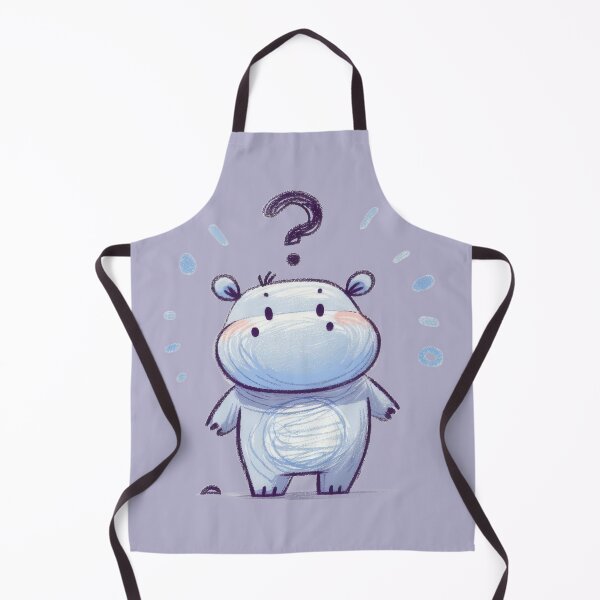 Item preview, a cute childlike hippo with question expression on white background designed and sold by ideandesign.