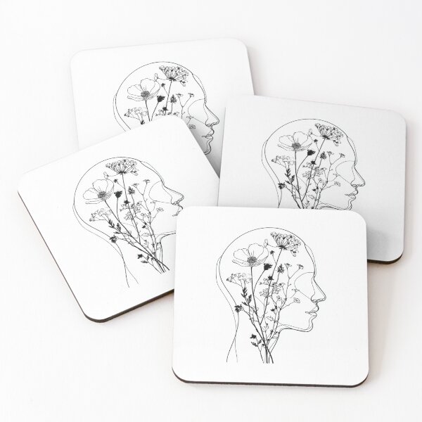 Item preview, Floral Mind Silhouette Mental Health | Minimalist Line Art designed and sold by TypoArtPrints.