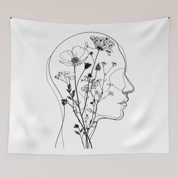 Item preview, Floral Mind Silhouette Mental Health | Minimalist Line Art designed and sold by TypoArtPrints.