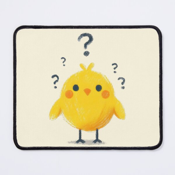 Item preview, a cute childlike chick with question expression on white background designed and sold by ideandesign.