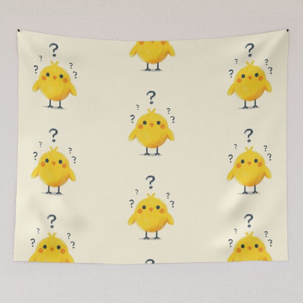Item preview, a cute childlike chick with question expression on white background designed and sold by ideandesign.