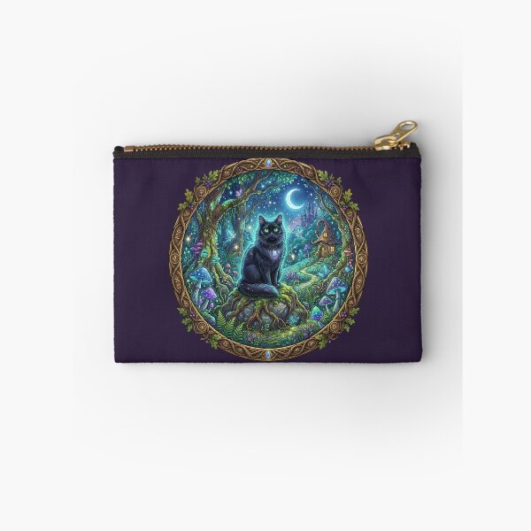 Item preview, Faecore Forest Shadow Black Cat - Enchanted Woodland Folklore Art designed and sold by Englandbear.