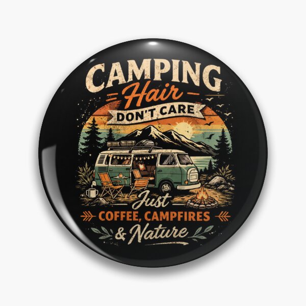 Artikelvorschau, „Camping-Frisur egal“ – Lustiges Retro-Natur-Shirt für Kaffeeliebhaber entworfen und verkauft von HubCreates.