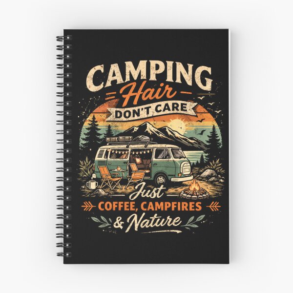 Item preview, Camping Hair Don’t Care – Funny Coffee Camper Retro Nature Shirt designed and sold by HubCreates.