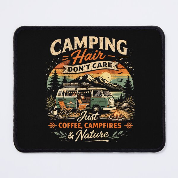 Item preview, Camping Hair Don’t Care – Funny Coffee Camper Retro Nature Shirt designed and sold by HubCreates.