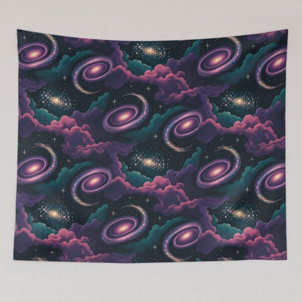 Item preview, Vibrant Cosmic Galaxy Seamless Pattern - Dreamy Nebula & Starry Night Art designed and sold by MinervasCrafts.