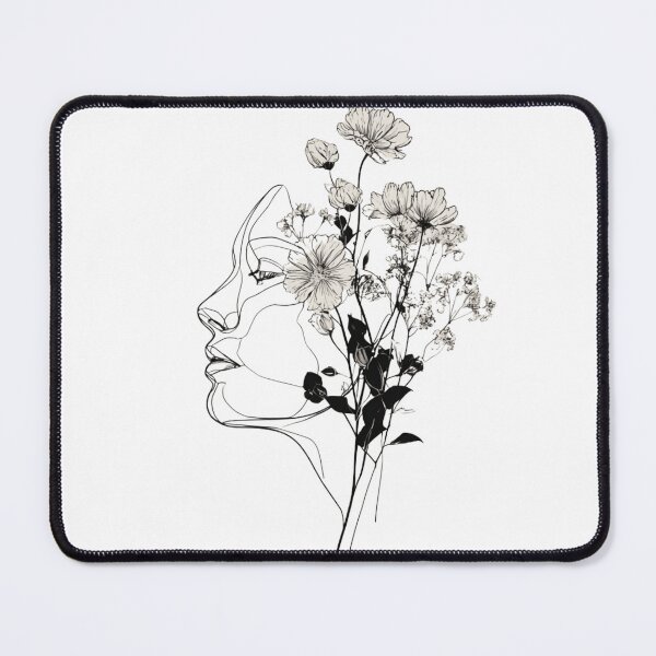 Item preview, One Line Face Wildflowers | Minimalist Mental Health Art designed and sold by TypoArtPrints.