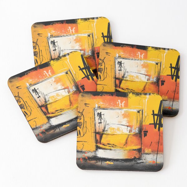 Item preview, Make a Statement with Bold Abstract Whiskey Glass and Vivid Graffiti Inspired Background designed and sold by OlfactoART Studio.