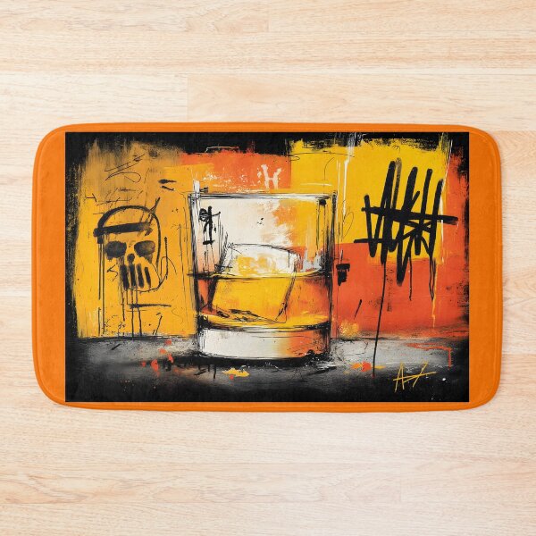 Item preview, Make a Statement with Bold Abstract Whiskey Glass and Vivid Graffiti Inspired Background designed and sold by OlfactoART Studio.
