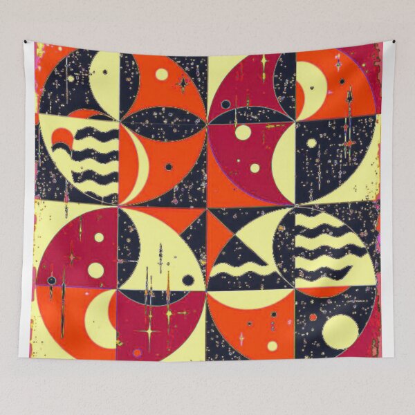 Item preview, modern boho cosmic tiles colorful geometric abstract design designed and sold by SmashingDeals.