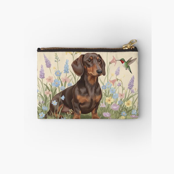 Item preview, Dachshund Watching Hummingbird – Spring Wildflower Meadow Art designed and sold by Willow & Ink.