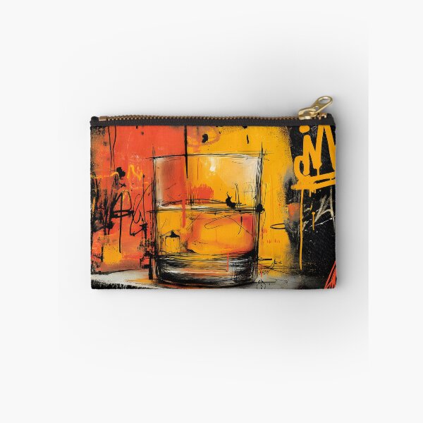 Item preview, Energize Your Space with a Vibrant Whiskey Glass and Abstract Graffiti Background designed and sold by OlfactoART Studio.