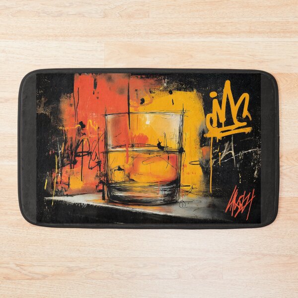 Item preview, Energize Your Space with a Vibrant Whiskey Glass and Abstract Graffiti Background designed and sold by OlfactoART Studio.