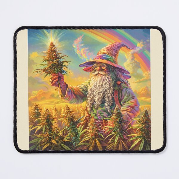 Item preview, Rainbow Wizard Weed Tee – Psychedelic Cannabis Fantasy Art designed and sold by POD DYNASTY | Original Print On Demand T-Shirt Graphics.