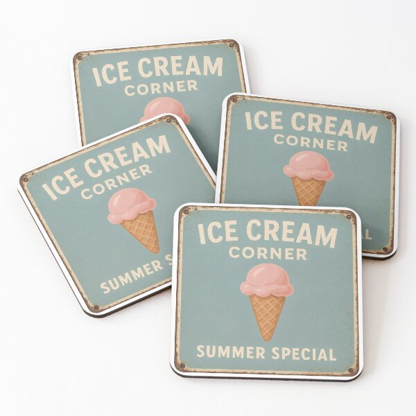 Item preview, Vintage ice cream corner sign with pink ice cream cone designed and sold by Creative88Art.