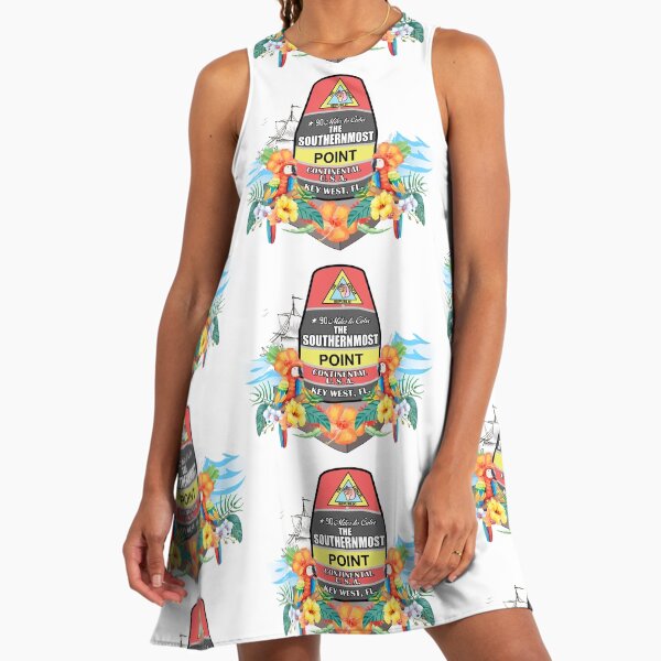 Southernmost Point Key West Jimmy Buffett A-Line Dress
