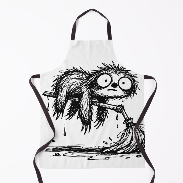 Item preview, Lazy Sloth with Mop – Funny Cleaning Doodle Illustration designed and sold by DrizzyV.