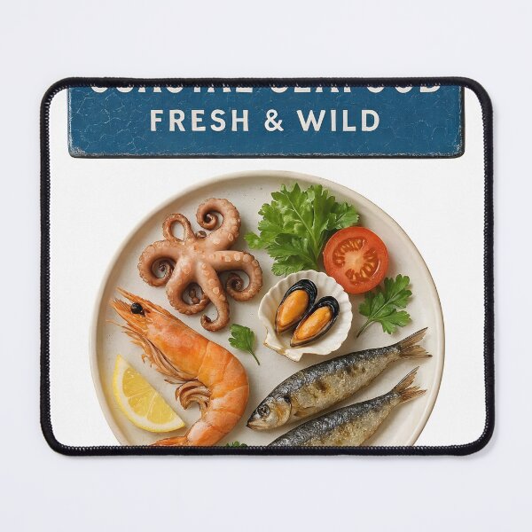 Item preview, Delicious seafood platter with fresh octopus shrimp and fish designed and sold by Creative88Art.
