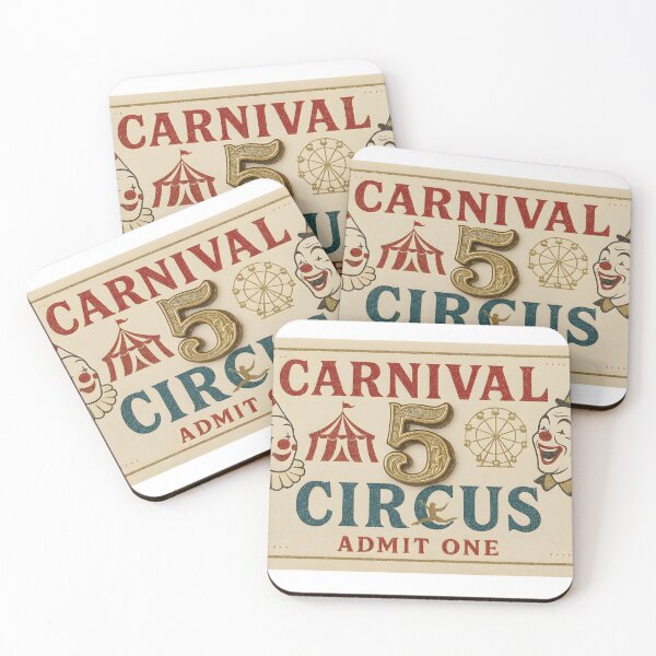 Item preview, Vintage carnival ticket with clown and circus elements designed and sold by Creative88Art.