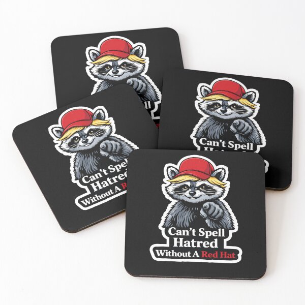 Item preview, You Can't Spell Hatred Without A Red Hat – Satirical Raccoon Meme  designed and sold by VibeOffline Studio.
