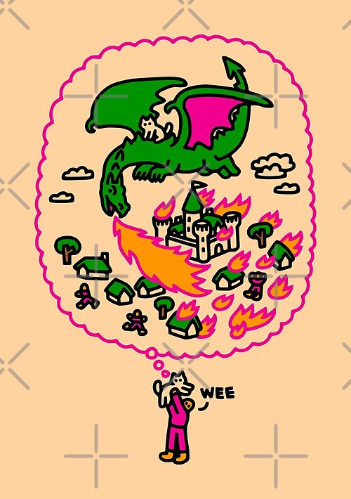 Item preview, Cat Riding Dragon designed and sold by obinsun.