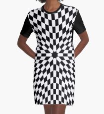 #black, #white, #chess, #checkered, #pattern, #abstract, #flag, #board Graphic T-Shirt Dress