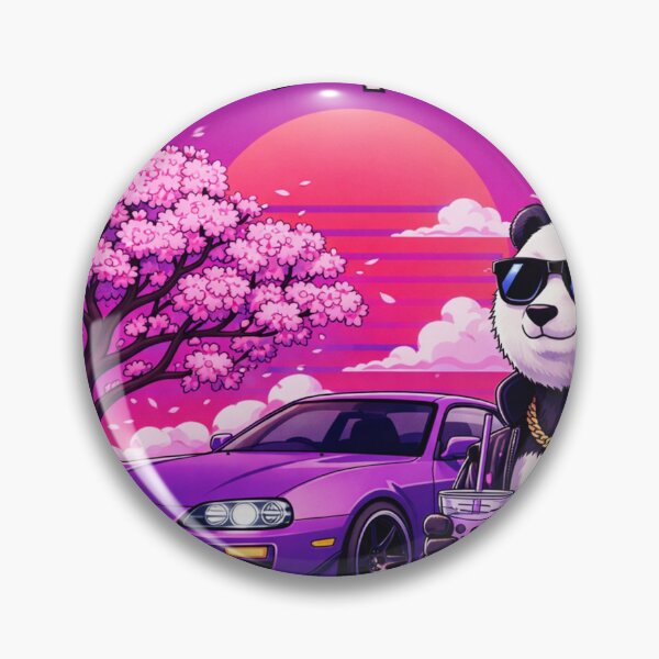 Item preview, Neon Drift Panda in a Synthwave Sunset designed and sold by ELmestka.