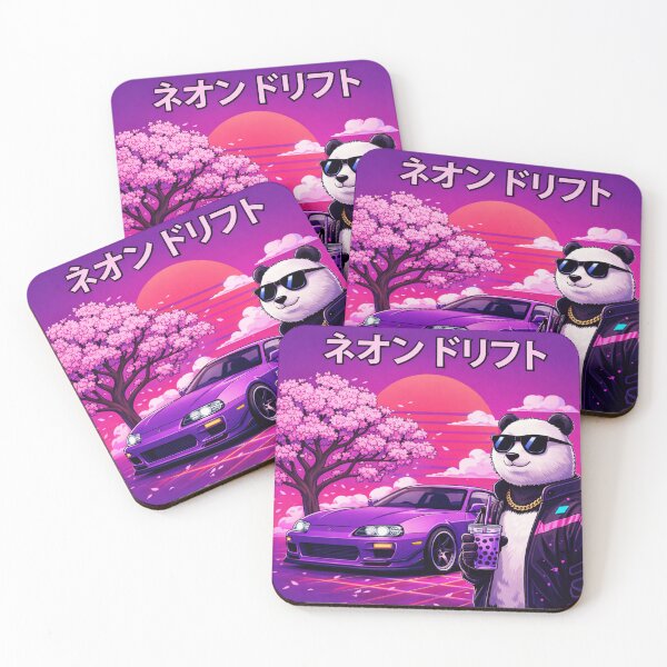 Item preview, Neon Drift Panda in a Synthwave Sunset designed and sold by ELmestka.
