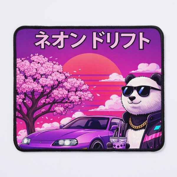 Item preview, Neon Drift Panda in a Synthwave Sunset designed and sold by ELmestka.