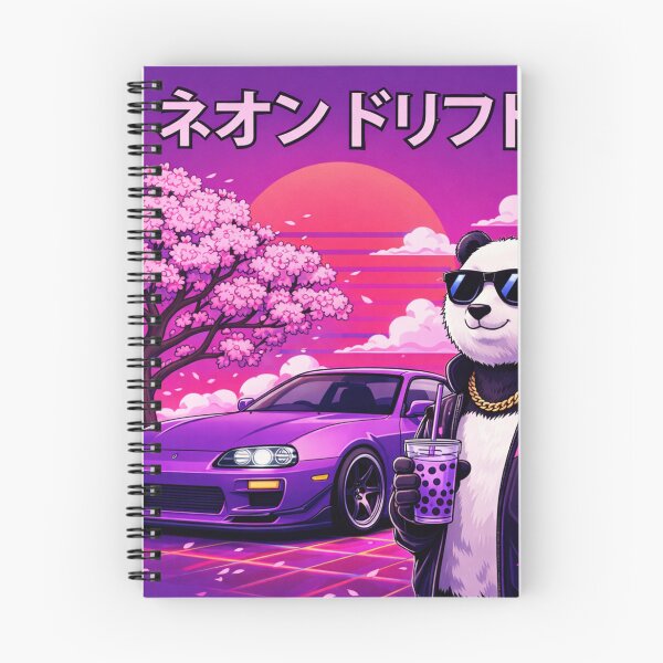 Item preview, Neon Drift Panda in a Synthwave Sunset designed and sold by ELmestka.