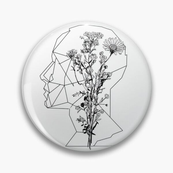 Item preview, Polygon Mind Wildflowers Geometric | Black and White Mental Health designed and sold by TypoArtPrints.