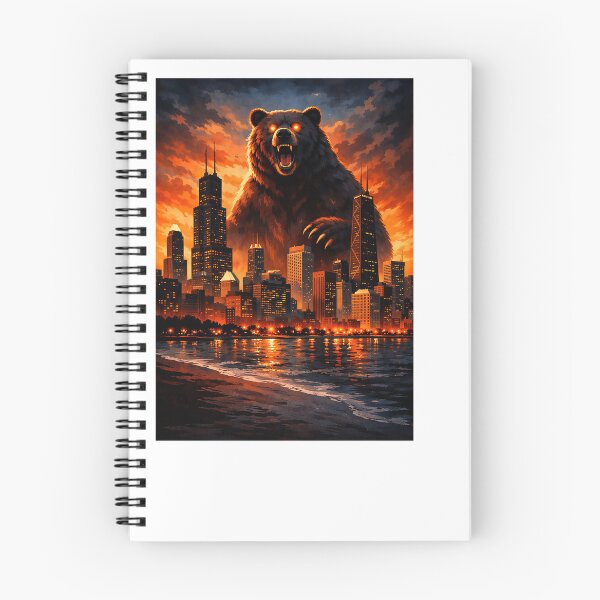 Item preview, Giant Bear Over Chicago poster. designed and sold by PIXEL POP DESIGNS - Beyond the Norm!.