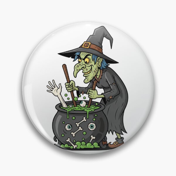 Item preview, Funny Bones: Wicked Witch Brewing Spooky Cauldron Potion designed and sold by Tw1nsAIArt.