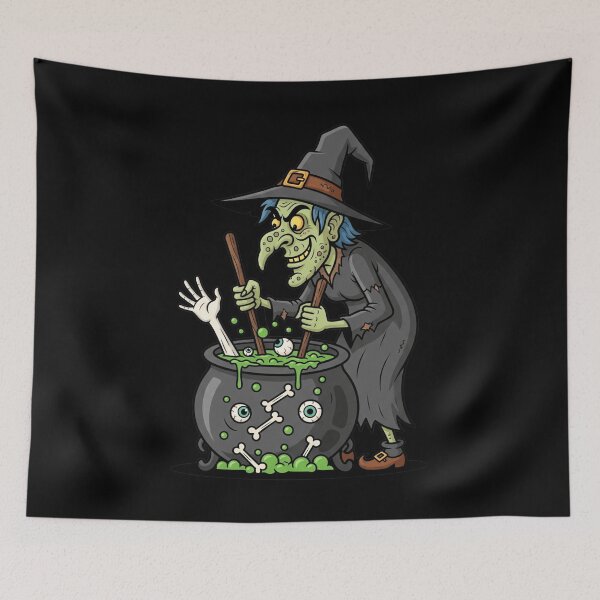 Item preview, Funny Bones: Wicked Witch Brewing Spooky Cauldron Potion designed and sold by Tw1nsAIArt.
