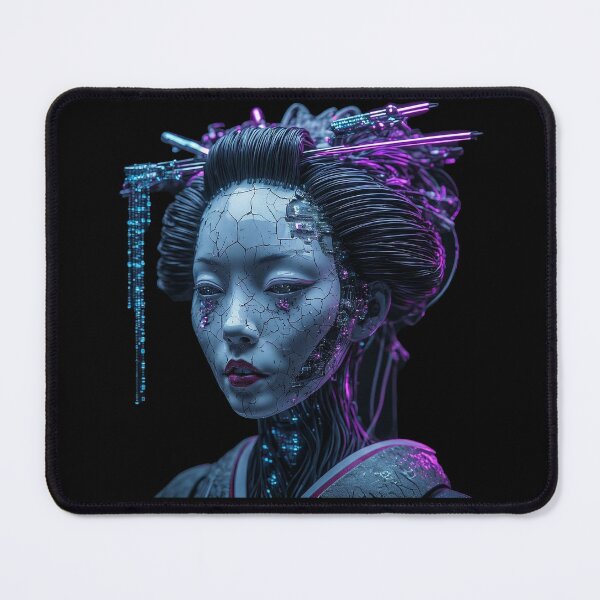 Item preview, Neon Cyberpunk Porcelain Geisha Android designed and sold by BassLineDesign.
