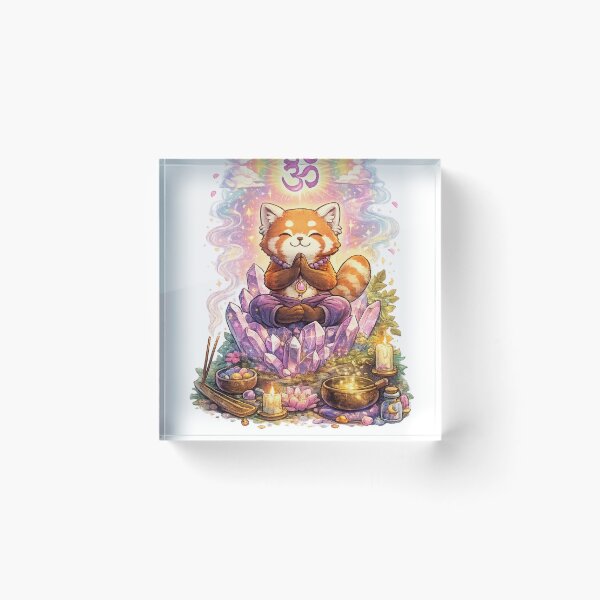 Item preview, Meditating Red Panda Crystal Harmony designed and sold by EpicwaveDesigns.