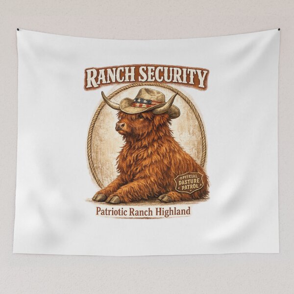 Item preview, Highland Cow in a Cowboy Hat, Patriotic Swissy designed and sold by faridman.