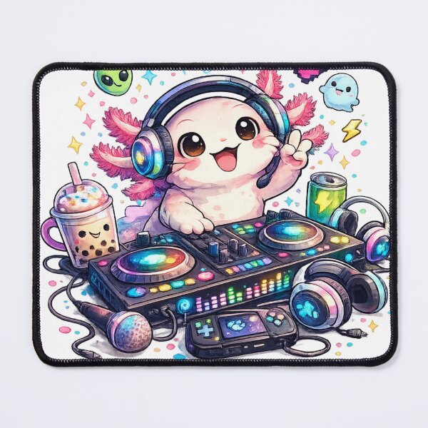 Item preview, Kawaii Axolotl DJ Party Vibes designed and sold by EpicwaveDesigns.