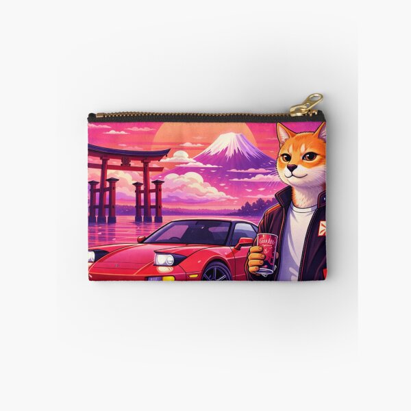 Item preview, Red Drift Cat in a Neon Japan Sunset designed and sold by ELmestka.