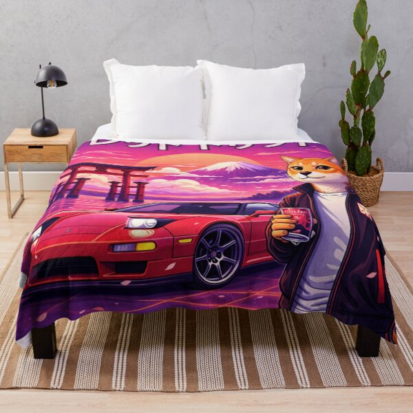Item preview, Red Drift Cat in a Neon Japan Sunset designed and sold by ELmestka.