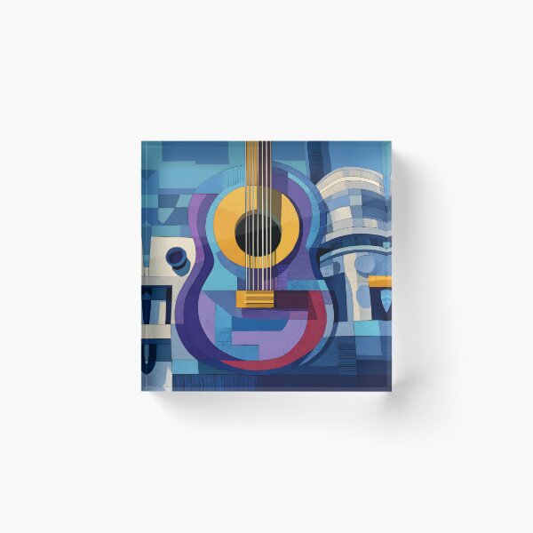 Item preview, Transform Your Space with Abstract Geometric Guitar and Vibrant Architectural Composition designed and sold by OlfactoART Studio.