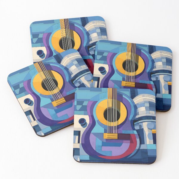 Item preview, Transform Your Space with Abstract Geometric Guitar and Vibrant Architectural Composition designed and sold by OlfactoART Studio.